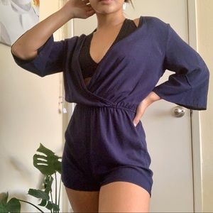 deep v navy blue romper
